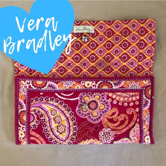 Vera Bradley Handbags - LARGE Vera Bradley Red Tapestry Clutch Bag